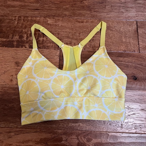 Wildfox Sweat Yellow Lemon Print Sports Bra, Size S - Picture 11 of 16